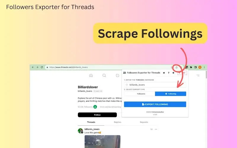 Quick Export for Threads Followers Chrome extension